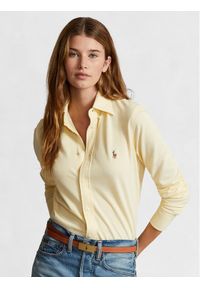 Polo Ralph Lauren Koszula Ls Knt Ox St 211924258002 Żółty Slim Fit. Typ kołnierza: polo. Kolor: żółty. Materiał: bawełna