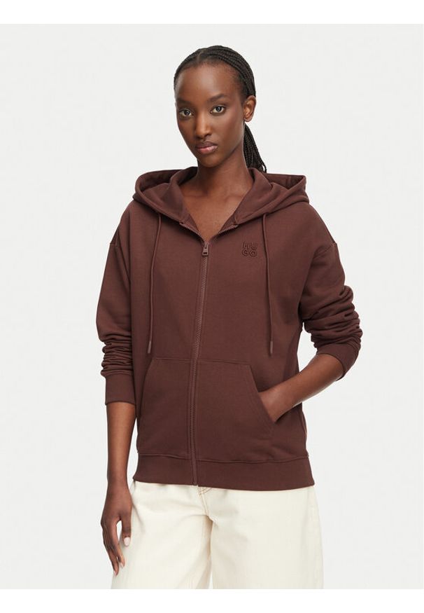Hugo - HUGO Bluza Dalfine 50535240 Brązowy Regular Fit. Kolor: brązowy. Materiał: bawełna