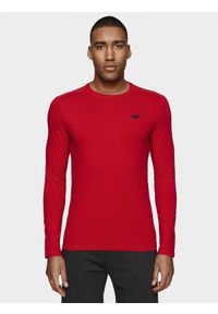 4f - 4F Longsleeve slim gładki męski S. Kolor: czerwony. Materiał: dzianina. Długość rękawa: długi rękaw. Wzór: gładki