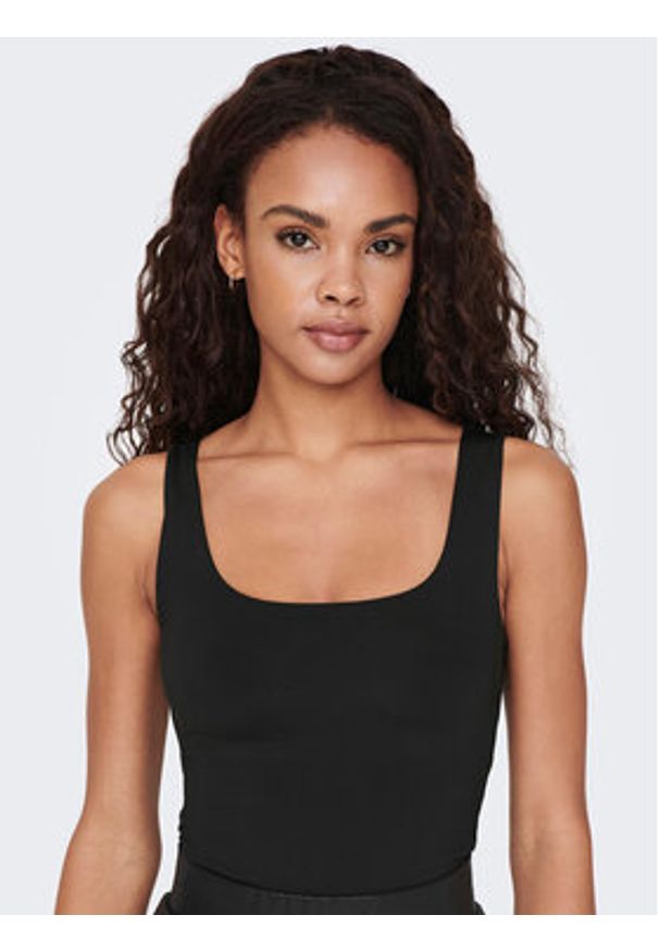 only - ONLY Top Lea 15278090 Czarny Regular Fit. Kolor: czarny. Materiał: syntetyk