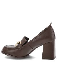 CheBello - Brązowe Półbuty Chebello Eleganckie Obuwie Damskie. Zapięcie: sprzączka. Kolor: brązowy. Materiał: skóra. Szerokość cholewki: normalna. Obcas: na obcasie. Styl: elegancki. Wysokość obcasa: średni #6
