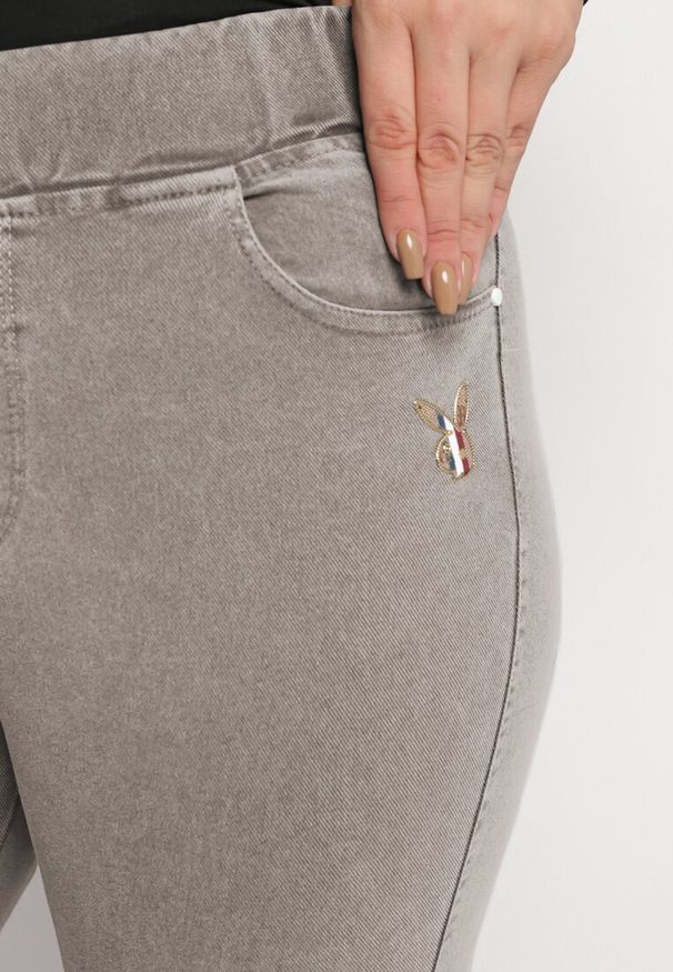 Born2be - Beżowe Spodnie Skinny z Wysokim Stanem Naravatte. Stan: podwyższony. Kolor: beżowy