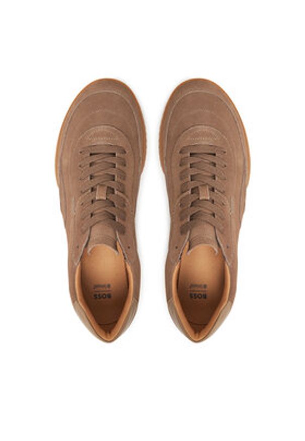 BOSS Sneakersy Careton 50548707 Brązowy. Kolor: brązowy. Materiał: skóra, zamsz