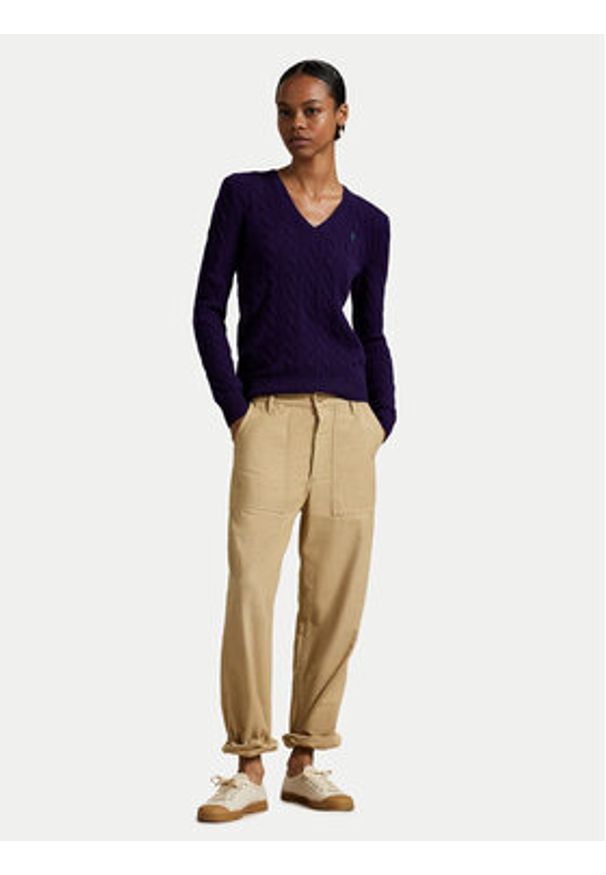 Polo Ralph Lauren Sweter 211971866010 Fioletowy Slim Fit. Typ kołnierza: polo. Kolor: fioletowy. Materiał: wełna