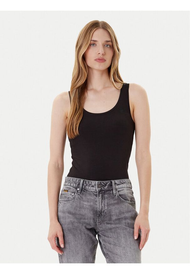 G-Star RAW - G-Star Raw Top Base D07210-3310 Czarny Slim Fit. Kolor: czarny. Materiał: bawełna