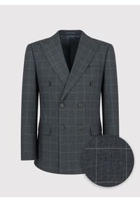 Pako Lorente - PAKO LORENTE – Szara dwurzędowa marynarka w kratę. Okazja: na wesele, na ślub cywilny. Kolor: szary. Materiał: wełna. Styl: klasyczny #8