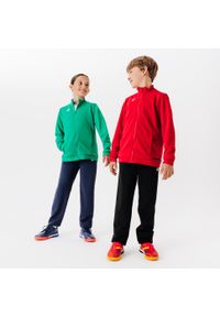 KIPSTA - Bluza piłkarska dla dzieci Kipsta Essential Club na suwak. Typ kołnierza: komin. Kolor: czerwony. Materiał: tkanina, materiał, elastan, poliester, prążkowany. Sport: piłka nożna