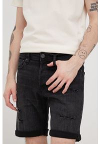 Jack & Jones szorty jeansowe męskie kolor czarny. Kolor: czarny. Materiał: jeans
