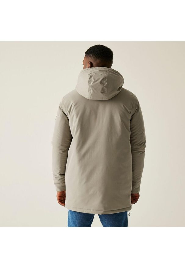 Regatta - Kurtka męska zimowa ocieplana Rhodo. Kolor: beżowy. Materiał: materiał, puch. Sezon: zima. Sport: turystyka piesza