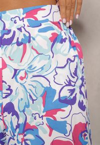 Renee - Jasnoniebieskie Długie Spodnie w Kwiatowy Print z Gumką w Pasie i Kieszeniami Kaydan. Kolor: niebieski. Długość: długie. Wzór: nadruk, kwiaty #5