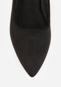 Born2be - Czarne Czółenka na Obcasie z Cyrkoniami ze Skórzaną Wkładką Cleitia. Okazja: na co dzień. Kolor: czarny. Materiał: skóra. Wzór: aplikacja. Obcas: na obcasie. Styl: casual, elegancki, klasyczny. Wysokość obcasa: średni #7