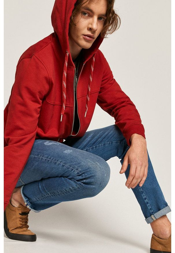 medicine - Medicine - Bluza Basic. Okazja: na co dzień. Typ kołnierza: kaptur. Kolor: czerwony. Materiał: dzianina. Wzór: gładki. Styl: casual