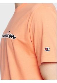 Champion T-Shirt Script Logo Embroidery 218007 Pomarańczowy Regular Fit. Kolor: pomarańczowy. Materiał: bawełna