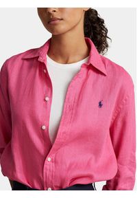 Polo Ralph Lauren Koszula Ls Rx Anw St 211920516014 Różowy Regular Fit. Typ kołnierza: polo. Kolor: różowy. Materiał: len