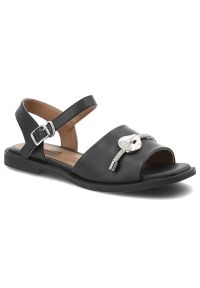 Sandały damskie Artiker, cholewka ze skóry naturalnej licowej pasek wokół kostki z regulacją na klamrę, czarne, 58C1606. Zapięcie: klamry. Kolor: czarny. Materiał: skóra #1