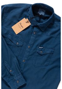 Wrangler - KOSZULA WRANGLER L/S WESTERN SHIRT NAVY W5969NS35. Materiał: materiał. Długość rękawa: długi rękaw. Długość: długie. Wzór: jednolity, jodełka. Styl: elegancki #3