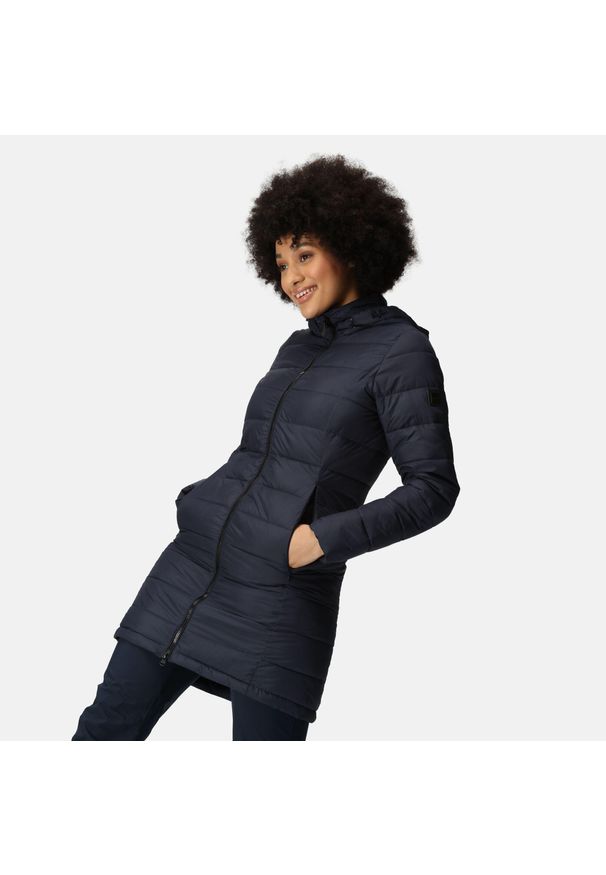 Regatta - Kurtka turystyczna ocieplana damska Starler z kapturem. Typ kołnierza: kaptur. Kolor: niebieski. Sport: turystyka piesza