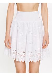Guess Spódnica mini Peggy W3GD0I WFG40 Biały Regular Fit. Kolor: biały. Materiał: bawełna #1