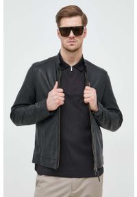 Bomboogie kurtka skórzana męska kolor czarny przejściowa. Okazja: na co dzień. Kolor: czarny. Materiał: skóra. Styl: casual #4