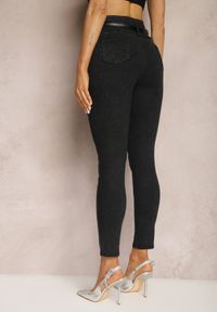 Renee - Czarne Jeansy z Talią Paper Bag Loreleisa. Kolor: czarny. Materiał: jeans #3