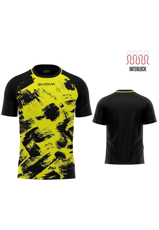 Męski T-shirt Givova Art Sports Fluo w rozmiarze M. Kolor: czarny, wielokolorowy, żółty. Sport: piłka nożna