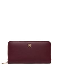 TOMMY HILFIGER - Tommy Hilfiger Duży Portfel Damski Th Icon Lrg Za AW0AW17744 Bordowy. Kolor: czerwony. Materiał: skóra