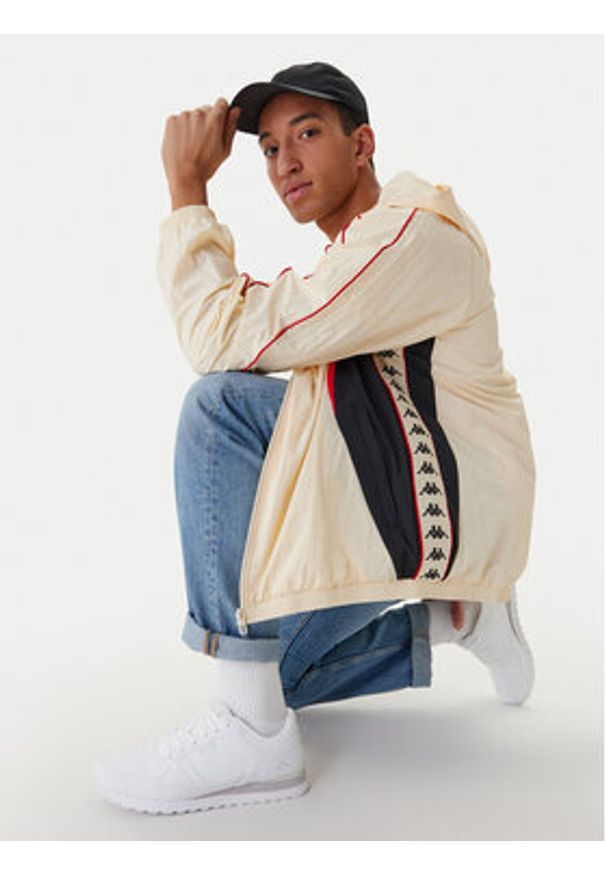 Kappa Wiatrówka Banda Silas 222 37222WW Écru Comfort Fit. Materiał: syntetyk