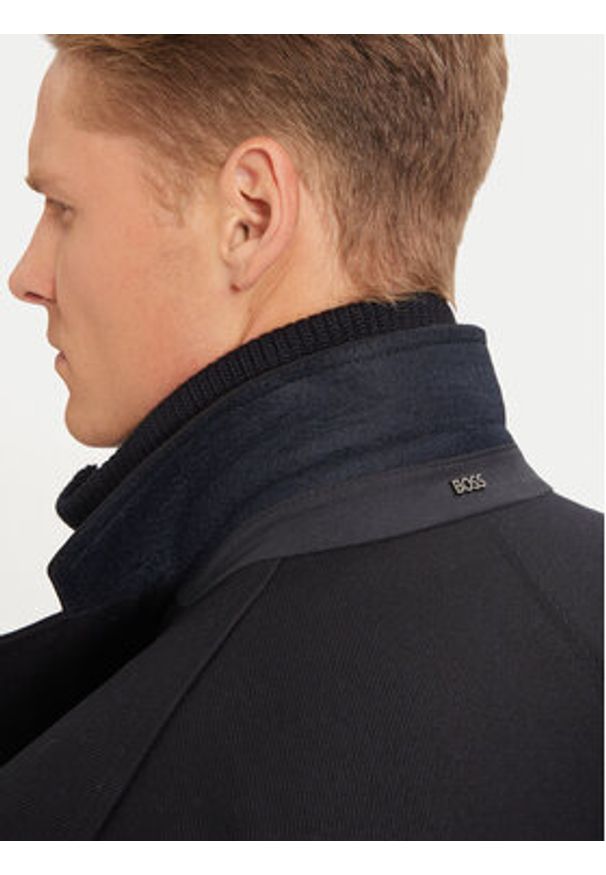 BOSS - Boss Płaszcz wełniany H-Hyde 50502255 Granatowy Slim Fit. Kolor: niebieski. Materiał: syntetyk