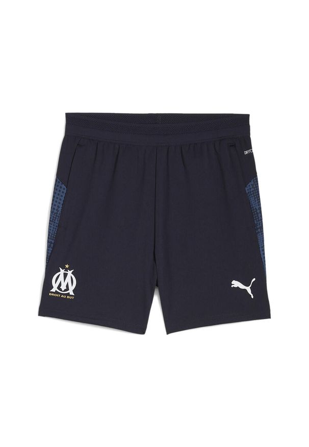 Puma - Młodzieżowe spodnie treningowe Olympique Marsylia PUMA New Navy White Blue. Kolor: biały, wielokolorowy, niebieski