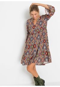 bonprix - Sukienka mini z lejącej wiskozy. Typ kołnierza: dekolt w serek. Kolor: pomarańczowy. Materiał: wiskoza. Długość: mini #1
