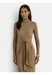 Lauren Ralph Lauren - LAUREN RALPH LAUREN Sukienka dzianinowa 200980028003 Beżowy Slim Fit. Kolor: beżowy. Materiał: bawełna #4