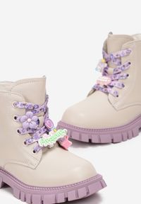 Born2be - Beżowe Botki Workery z Ozdobnym Sznurowaniem Paulla. Okazja: na co dzień. Kolor: beżowy. Styl: casual