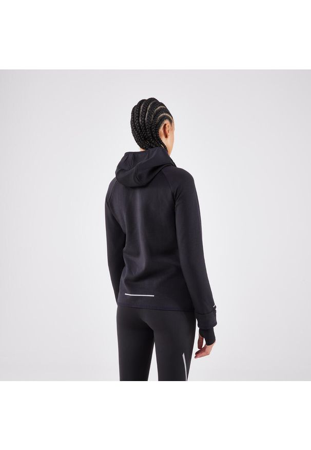 KIPRUN - Bluza do biegania damska Kiprun Run 500 Warm ocieplana. Kolor: czarny. Materiał: poliester, lyocell, materiał, elastan. Sport: bieganie