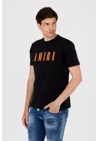 Amiri - AMIRI T-shirt męski czarny z pomarańczowym logo, Rozmiar XXL. Kolor: czarny #6