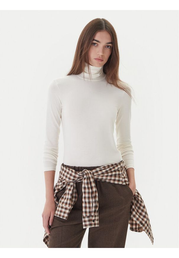 Weekend Max Mara Golf Multif 2525946022 Écru Slim Fit. Typ kołnierza: golf. Materiał: wiskoza