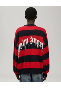 PALM ANGELS - Wełniany sweter w czarno-czerwone paski. Kolor: czarny. Materiał: wełna. Wzór: paski
