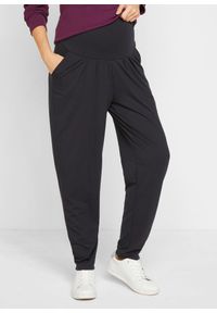 bonprix - Spodnie ciążowe haremki z dżerseju, Loose Fit. Kolekcja: moda ciążowa. Kolor: czarny. Materiał: jersey #1