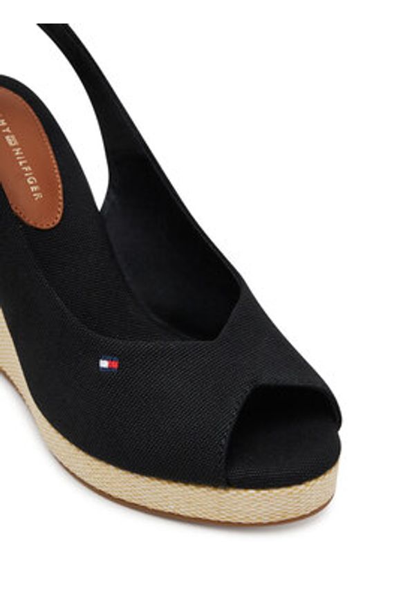 TOMMY HILFIGER - Tommy Hilfiger Espadryle Flag High Wedge Espad Slingback FW0FW08597 Czarny. Kolor: czarny. Materiał: materiał