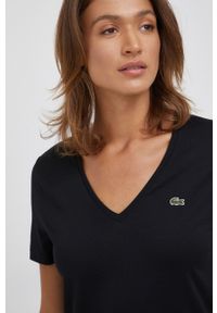 Lacoste t-shirt bawełniany TF8392 kolor czarny TF8392-CPM. Kolor: czarny. Materiał: bawełna. Długość rękawa: krótki rękaw. Długość: krótkie. Wzór: gładki #4