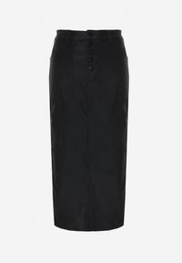 Renee - Czarna Ołówkowa Spódnica Midi High Waist z Ekoskóry Adaulfo. Okazja: na co dzień. Stan: podwyższony. Kolor: czarny. Wzór: aplikacja. Styl: elegancki, klasyczny, casual #4