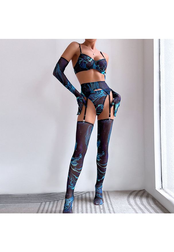 Intica - Komplet bielizny pięcioczęściowy elegancki na wieczór Shafeeka. Kolor: wielokolorowy. Materiał: materiał