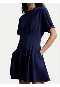 Polo Ralph Lauren Sukienka codzienna 211A96342004 Granatowy Slim Fit. Okazja: na co dzień. Typ kołnierza: polo. Kolor: niebieski. Materiał: bawełna. Typ sukienki: proste. Styl: casual #2