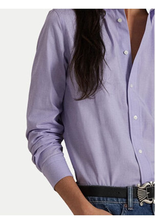 Polo Ralph Lauren Koszula 211941509003 Fioletowy Slim Fit. Typ kołnierza: polo. Kolor: fioletowy. Materiał: bawełna