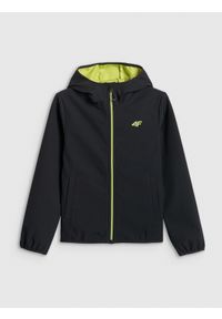 4f - 4F Kurtka softshell wiatroodporna membrana 5000 chłopięca - czarna 146 (10-11 lat). Okazja: na uczelnię. Kolor: czarny. Materiał: softshell. Sezon: lato #1