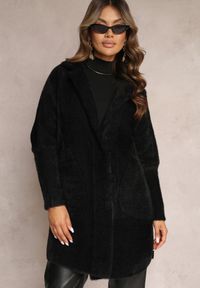 Renee - Czarny Płaszcz z Bawełną Oversize Brumisia. Kolor: czarny. Materiał: bawełna. Długość rękawa: długi rękaw. Długość: długie. Sezon: jesień, zima #5
