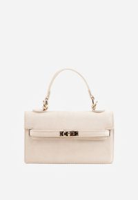 Born2be - Beżowa Elegancka Torebka Kuferek z Imitacji Zamszu z Dodatkowym Łańcuszkiem Epona. Kolor: beżowy. Materiał: zamszowe. Styl: elegancki. Rodzaj torebki: na ramię #1