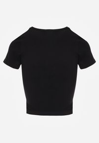 Renee - Czarny Krótki T-shirt Basic z Okrągłym Dekoltem Gresalor. Okazja: na co dzień. Kolor: czarny. Materiał: zamsz, jeans. Długość: krótkie. Styl: casual, klasyczny #2