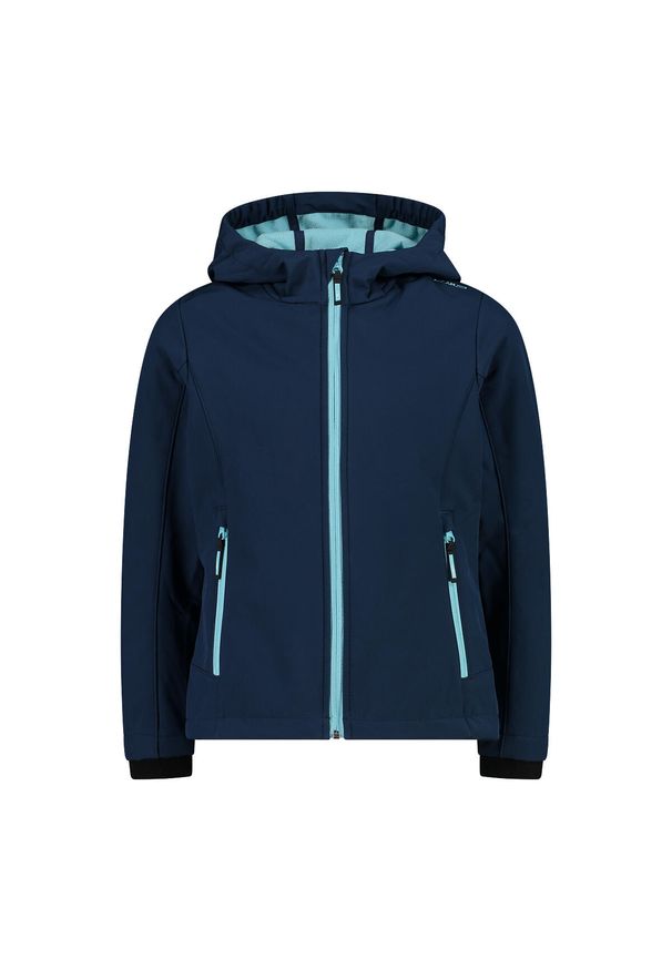 Kurtka impermeabilna z kapturem dla dziewczynki CMP. Typ kołnierza: kaptur. Kolor: niebieski, wielokolorowy, czarny. Sport: turystyka piesza