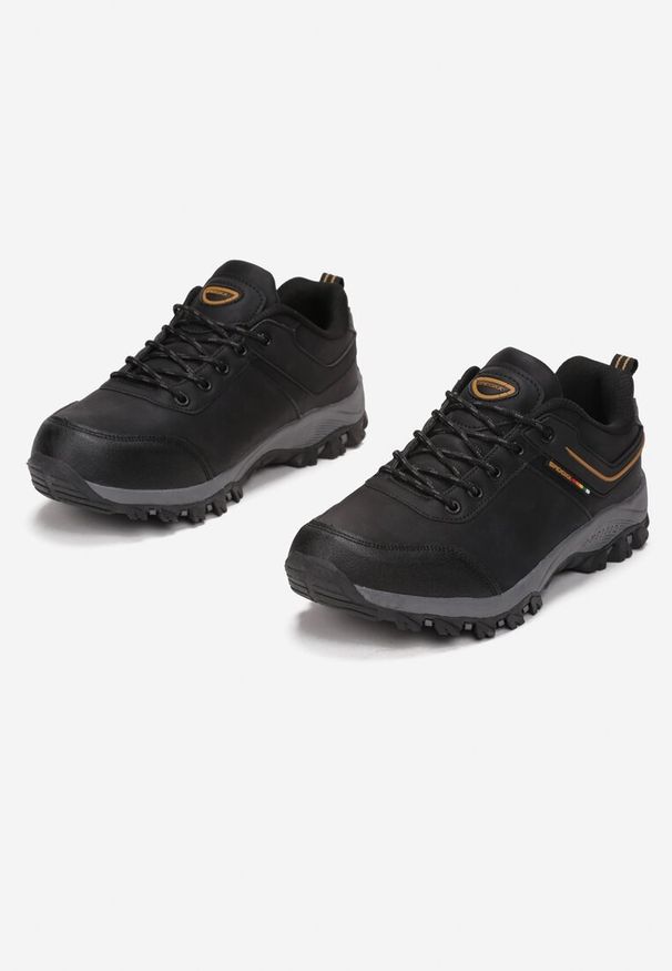 Born2be - Czarne Buty Trekkingowe Phelele. Kolor: czarny. Materiał: nubuk, syntetyk. Wzór: aplikacja. Obcas: na płaskiej podeszwie