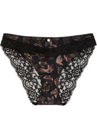 bonprix - Figi. Kolor: czarny. Materiał: koronka. Wzór: nadruk, koronka #1